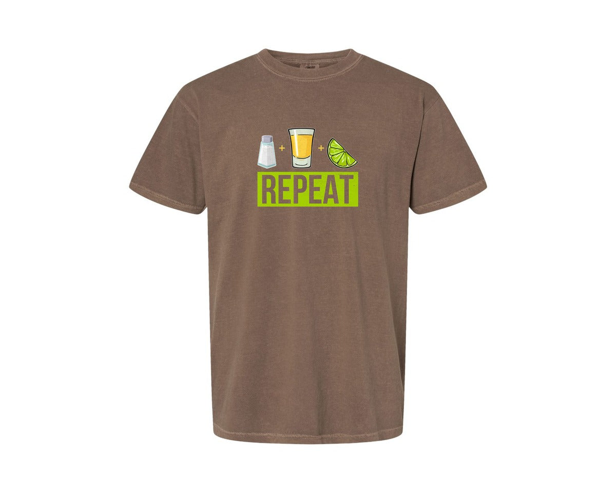 brand:Comfort Colors|color:Espresso|Salt Tequila Lime Repeat Graphic T-Shirt