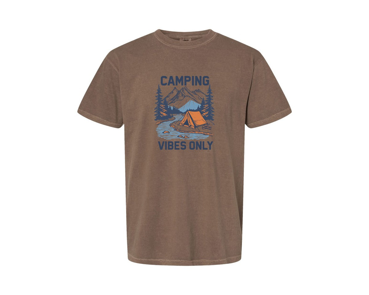 brand:Comfort Colors|color:Espresso|Camping Vibes Only Outdoor Adventure Tee Graphic T-Shirt