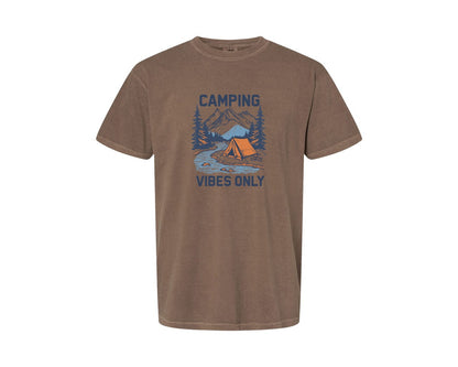 brand:Comfort Colors|color:Espresso|Camping Vibes Only Outdoor Adventure Tee Graphic T-Shirt
