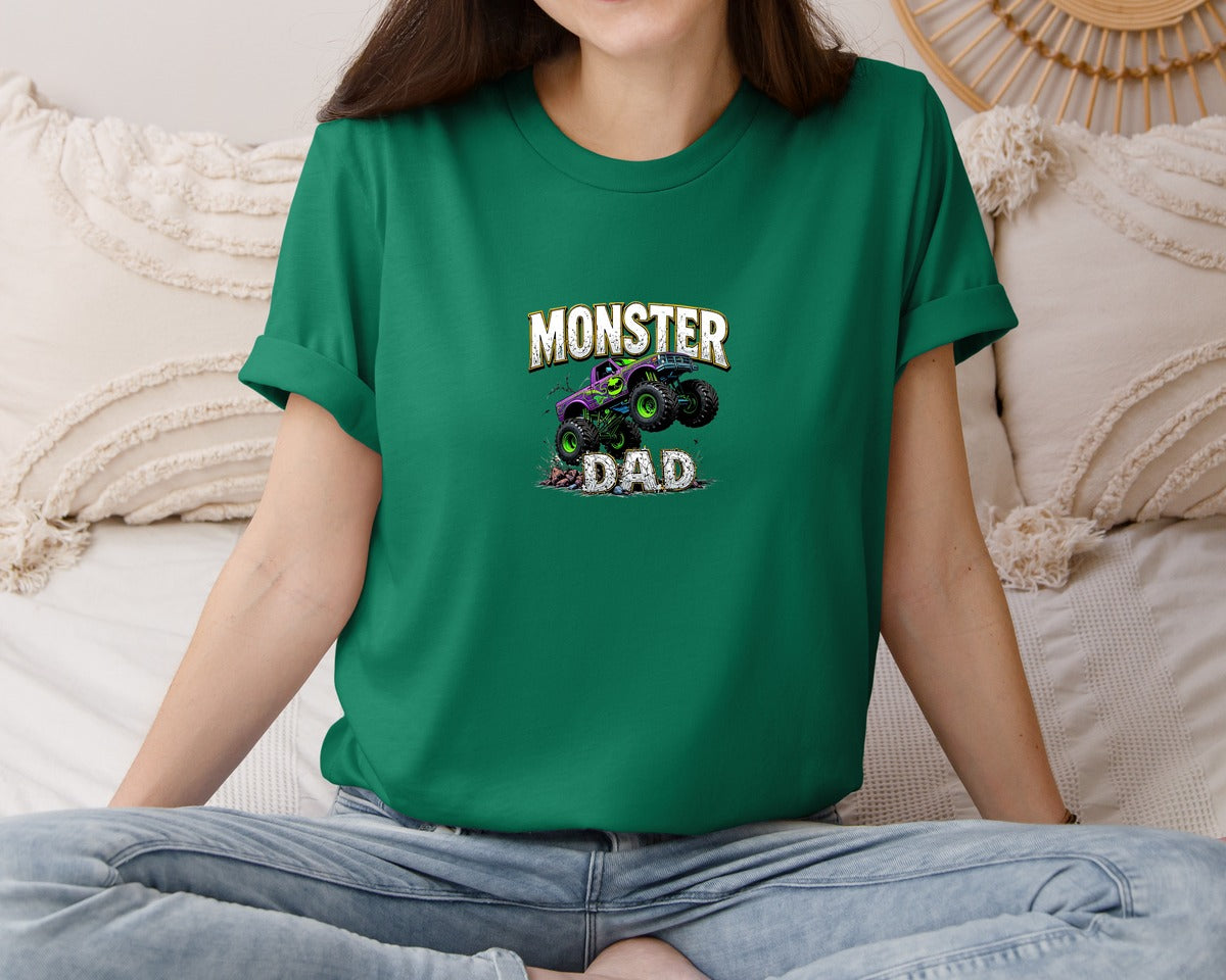 brand:Bella Canvas|color:Evergreen|Fathers Day Monster Truck T Shirtdesign Graphic T-Shirt
