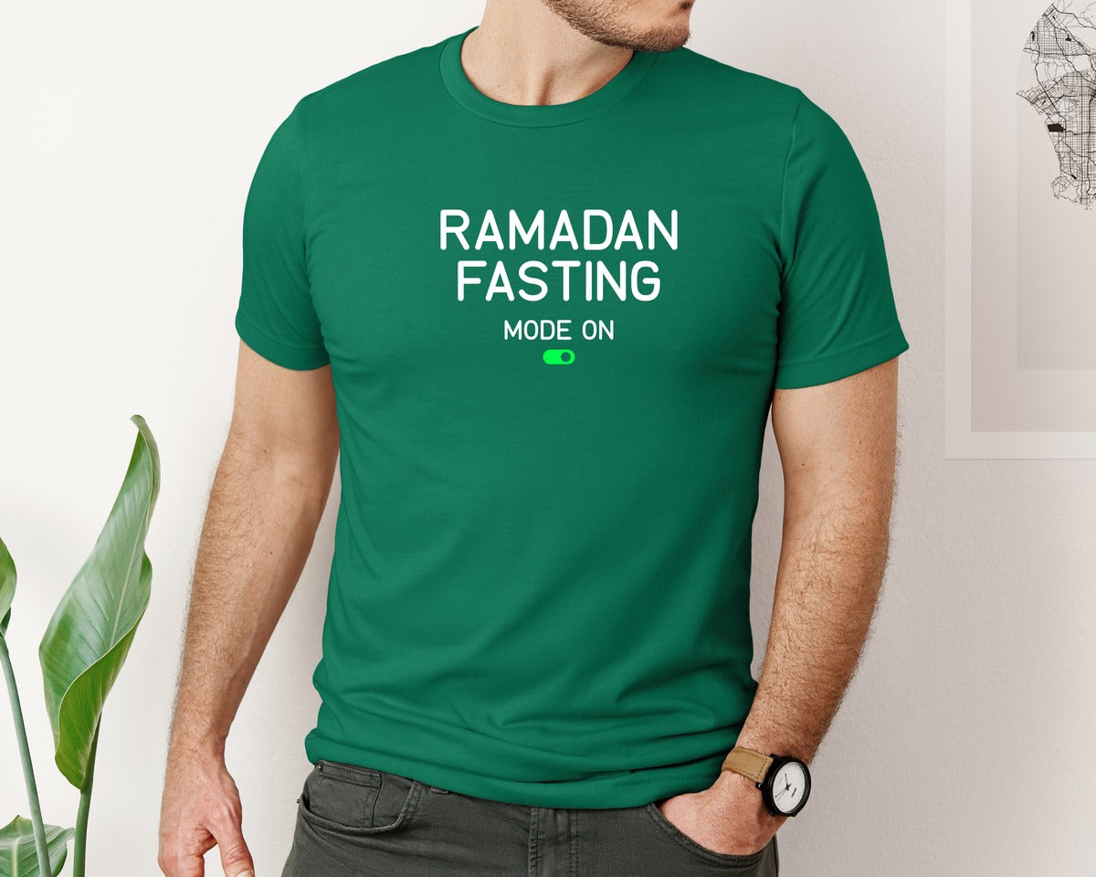 brand:Bella Canvas|color:Evergreen|Ramadan Fasting Mode On Ramadan Typogra Graphic T-Shirt