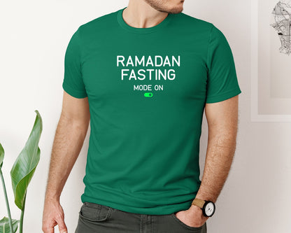 brand:Bella Canvas|color:Evergreen|Ramadan Fasting Mode On Ramadan Typogra Graphic T-Shirt