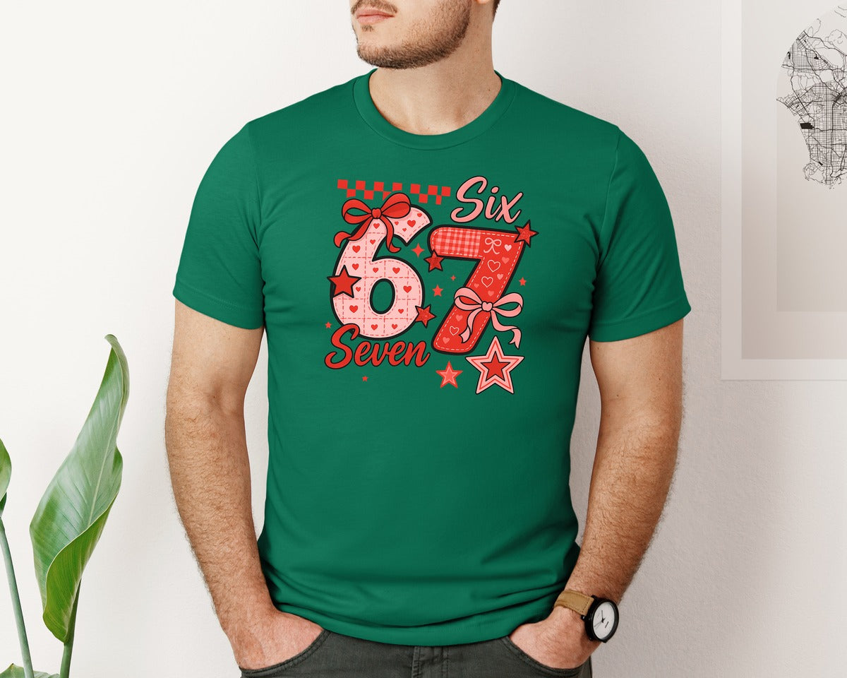 brand:Bella Canvas|color:Evergreen|Funny Six Seven Funny Valentine Graphic T-Shirt