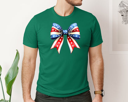 brand:Bella Canvas|color:Evergreen|4Th Of July Bow Design T Shirt 5 Graphic T-Shirt