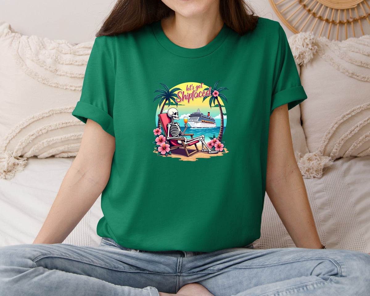 brand:Bella Canvas|color:Evergreen|Cruise Lets Get Shipfaced Graphic T-Shirt
