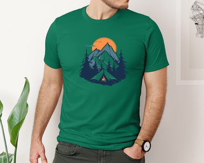 brand:Bella Canvas|color:Evergreen|Sunset Camping Adventure T Shirt Design 8 Graphic T-Shirt