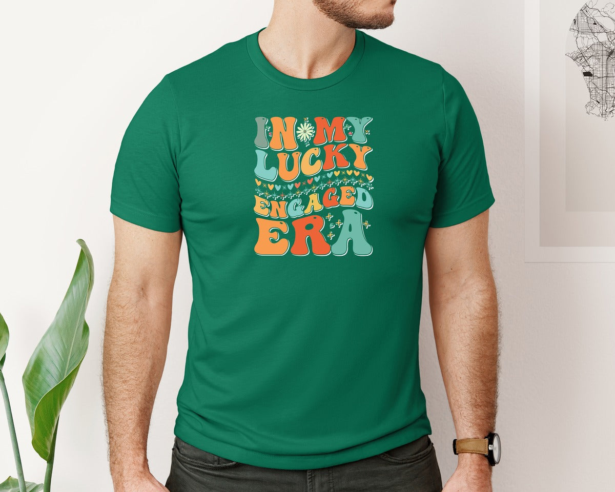 brand:Bella Canvas|color:Evergreen|In My Lucky Engaged Era 2 Graphic T-Shirt