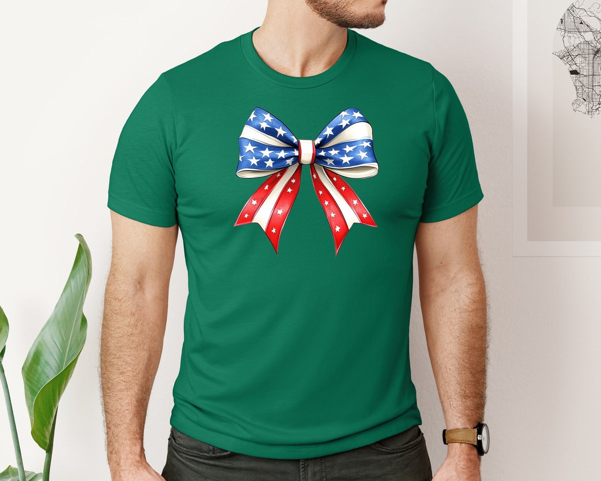 brand:Bella Canvas|color:Evergreen|4Th Of July Bow Design T Shirt 7 Graphic T-Shirt
