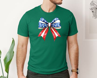 brand:Bella Canvas|color:Evergreen|4Th Of July Bow Design T Shirt 7 Graphic T-Shirt