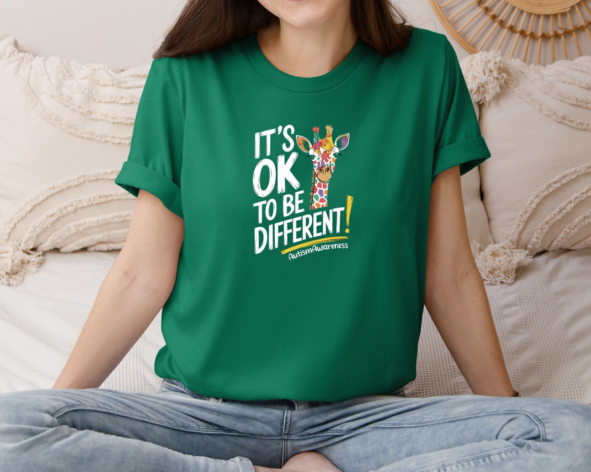 brand:Bella Canvas|color:Evergreen|Its Ok To Be Different Autism Awareness 17 Graphic T-Shirt