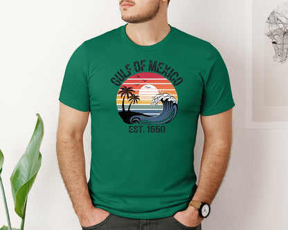 brand:Bella Canvas|color:Evergreen|Gulf Of Mexico Sunset Graphic T-Shirt