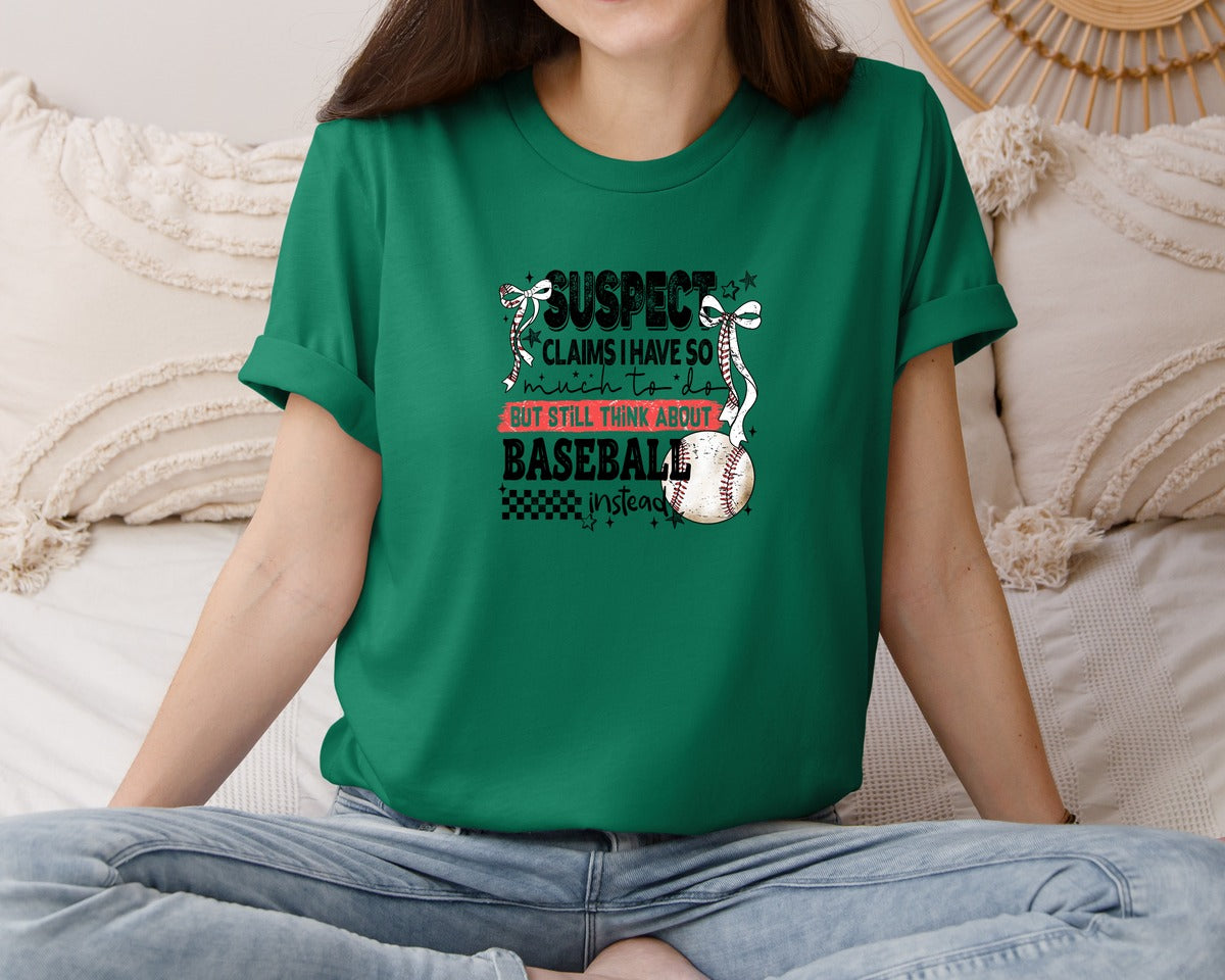 brand:Bella Canvas|color:Evergreen|Baseball Bow Mom Quote Retro Distressed Graphic T-Shirt