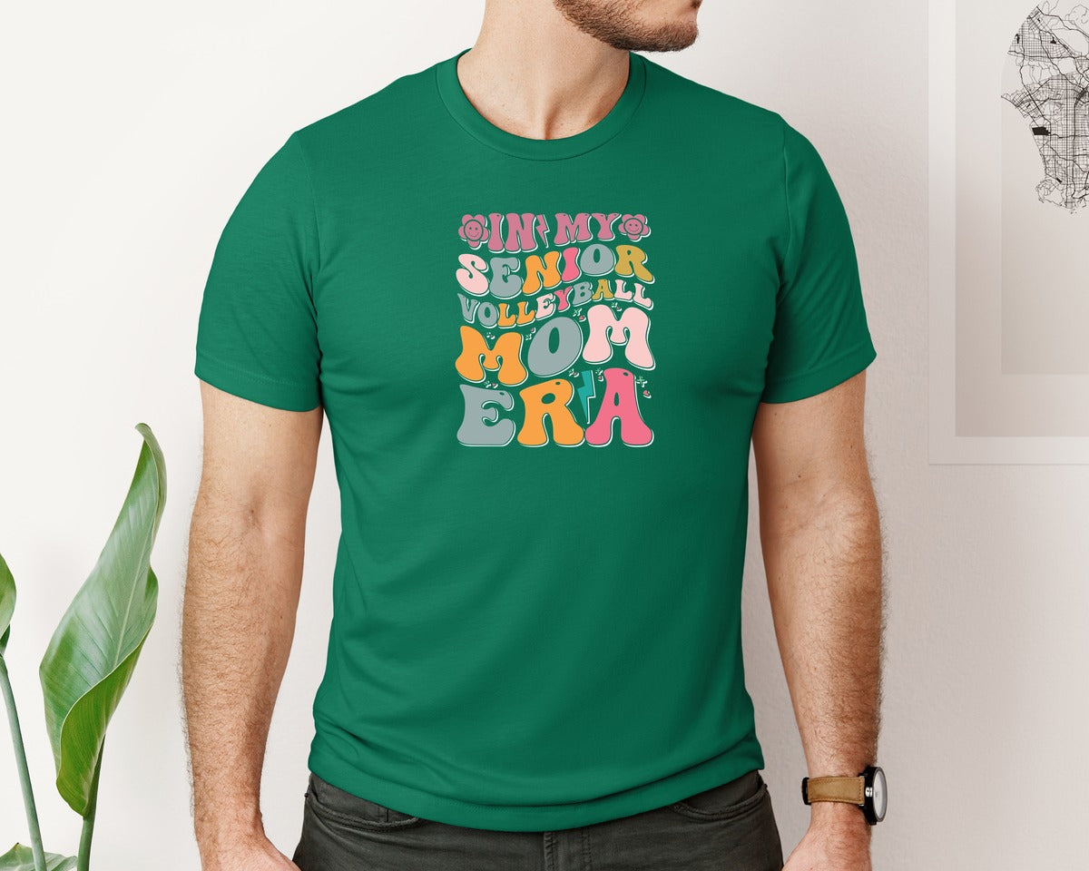 brand:Bella Canvas|color:Evergreen|In My Senior Volleyball Mom Era Graphic T-Shirt