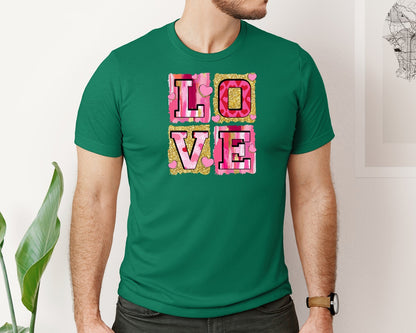 brand:Bella Canvas|color:Evergreen|Pink Valentines Day Love Coquette Graphic T-Shirt