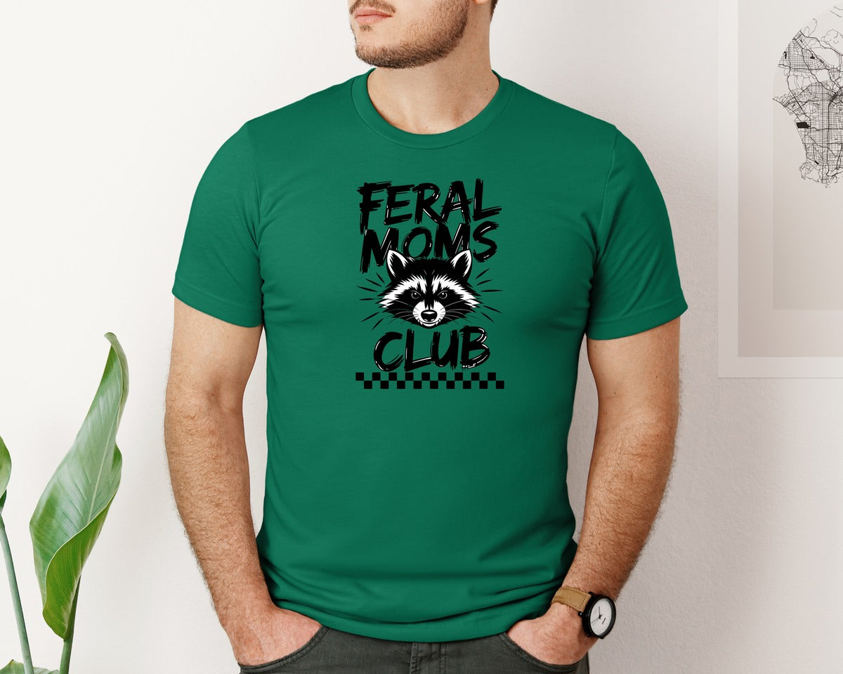 brand:Bella Canvas|color:Evergreen|Feral Moms Club Mom Life Raccoon Graphic T-Shirt