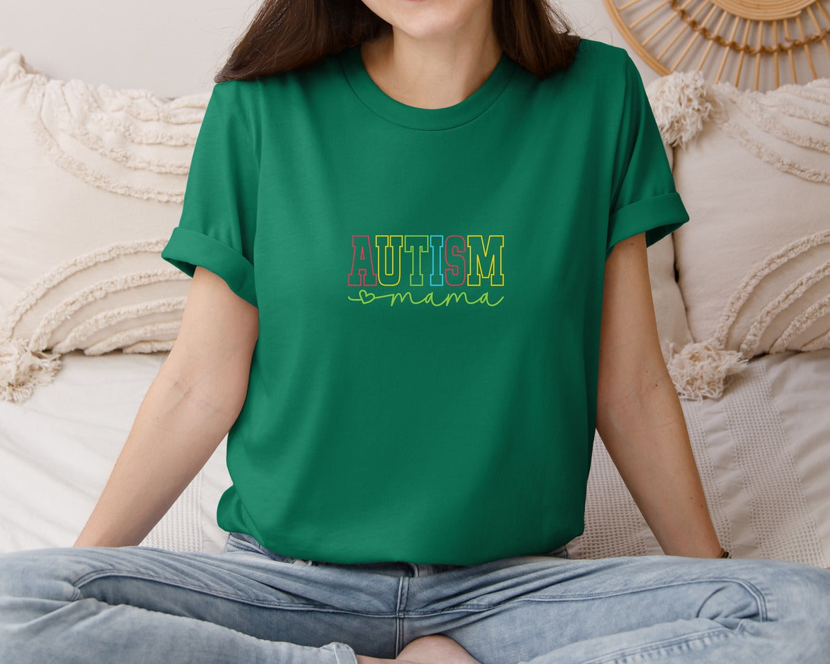 brand:Bella Canvas|color:Evergreen|Autism Mama Awareness Graphic T-Shirt