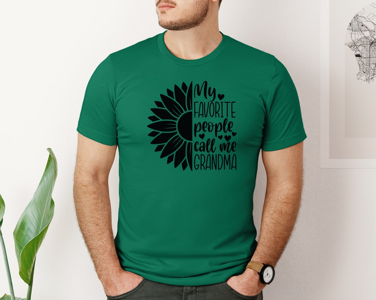 brand:Bella Canvas|color:Evergreen|Grandma Sunflower Grandma Graphic T-Shirt