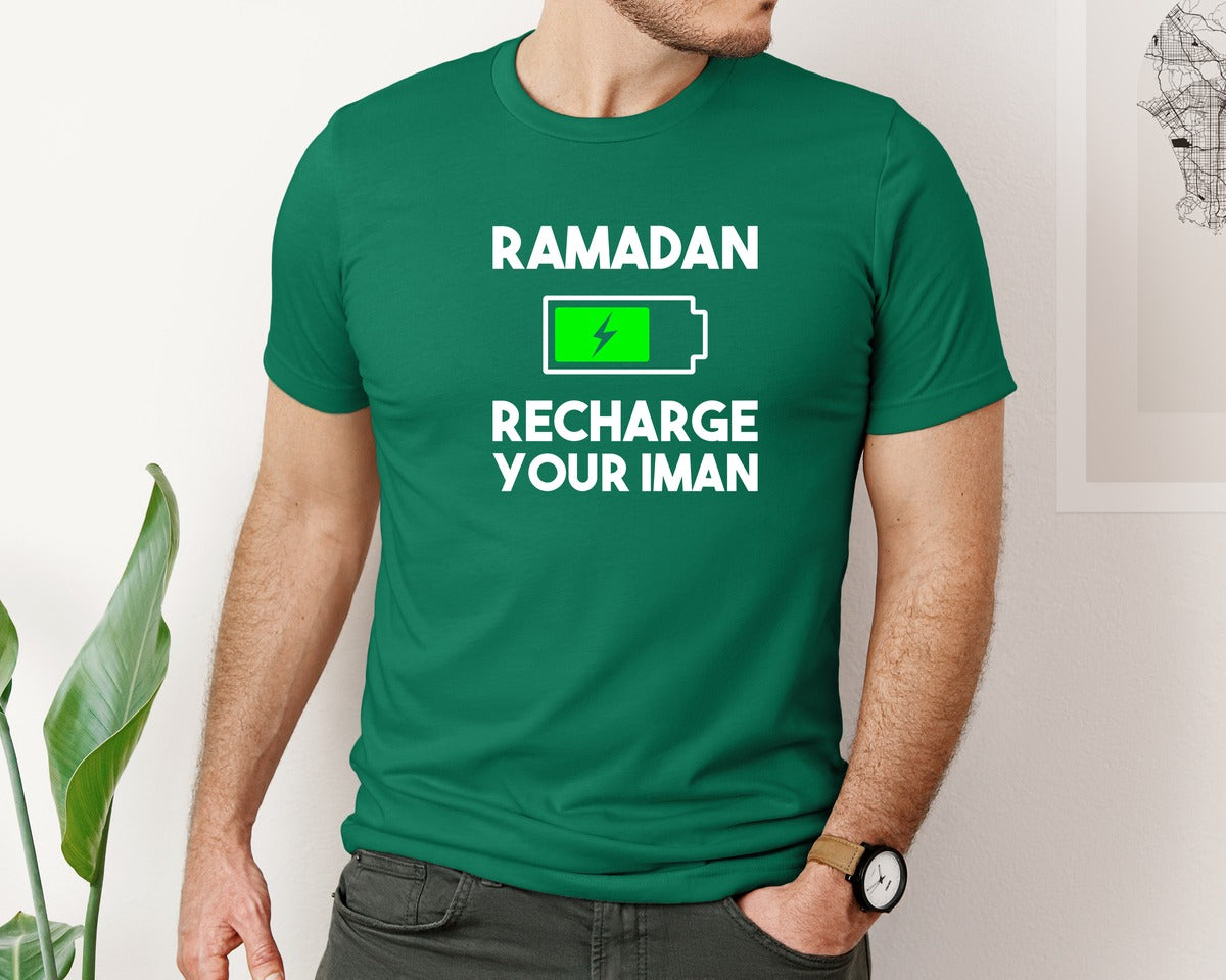 brand:Bella Canvas|color:Evergreen|Ramadan Recharge Your Iman Muslim Motiv Graphic T-Shirt