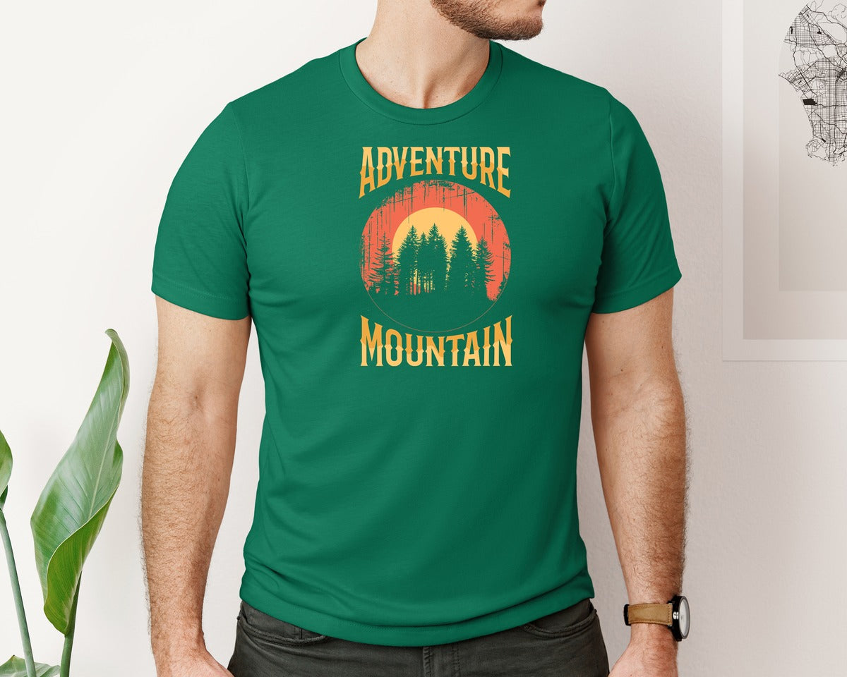 brand:Bella Canvas|color:Evergreen|Wild Life Experience Mountain Hiking Tee 4 Graphic T-Shirt