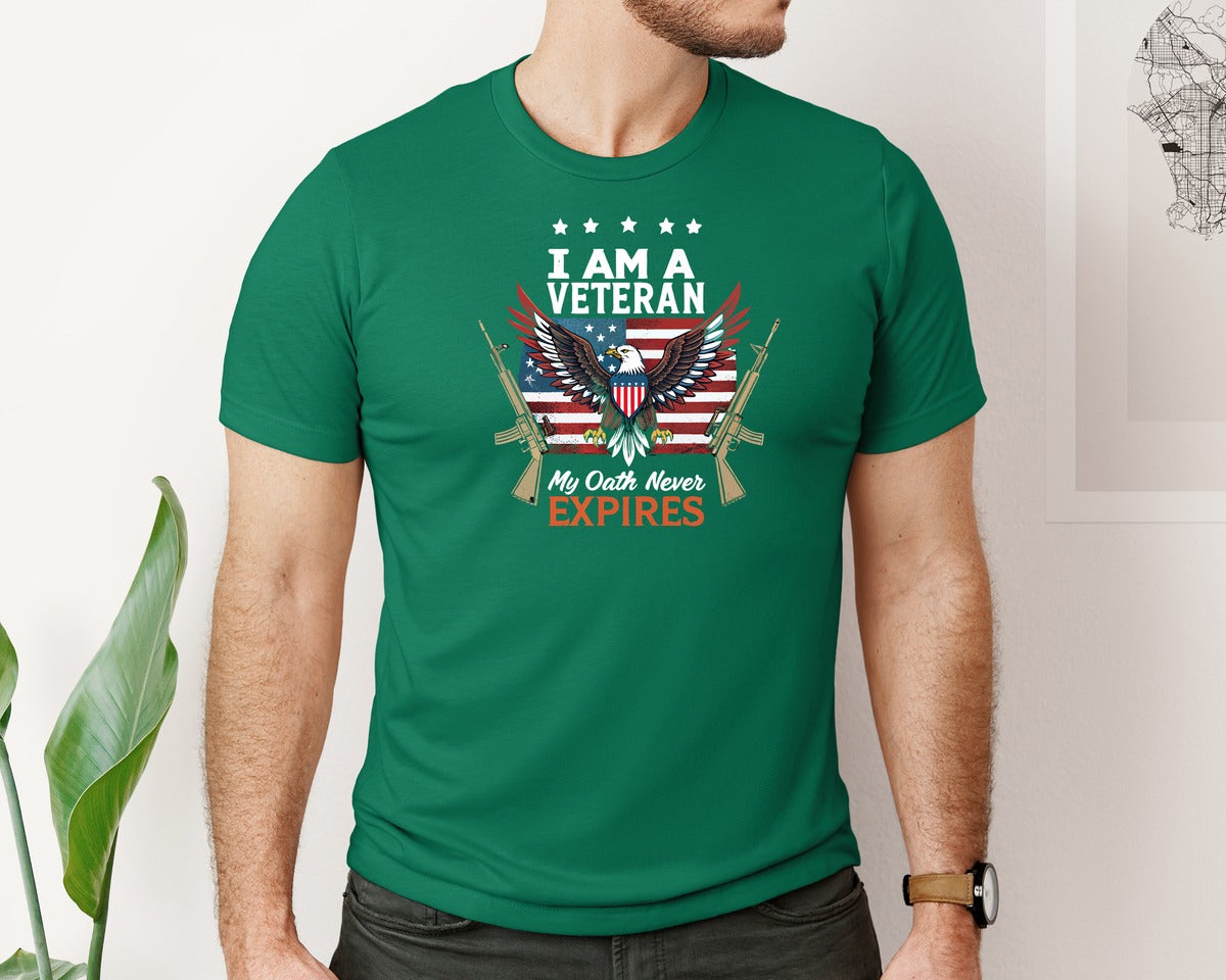 brand:Bella Canvas|color:Evergreen|I Am A Veteran My Oath Never Expires 8 Graphic T-Shirt