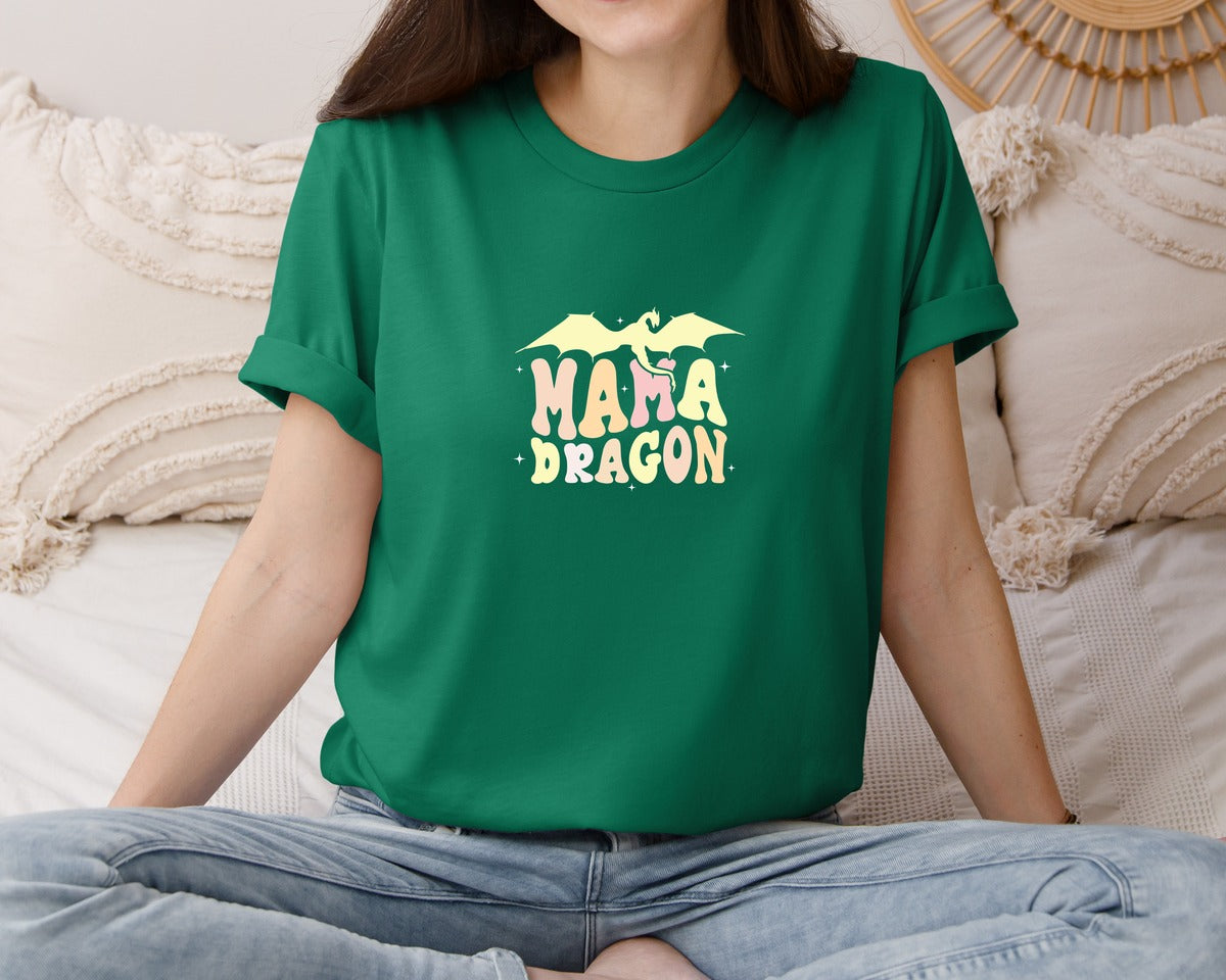 brand:Bella Canvas|color:Evergreen|Mama Dragons Mothers Day Design Graphic T-Shirt