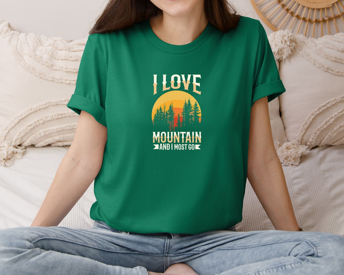 brand:Bella Canvas|color:Evergreen|Wild Life Experience Mountain Hiking Tee 3 Graphic T-Shirt