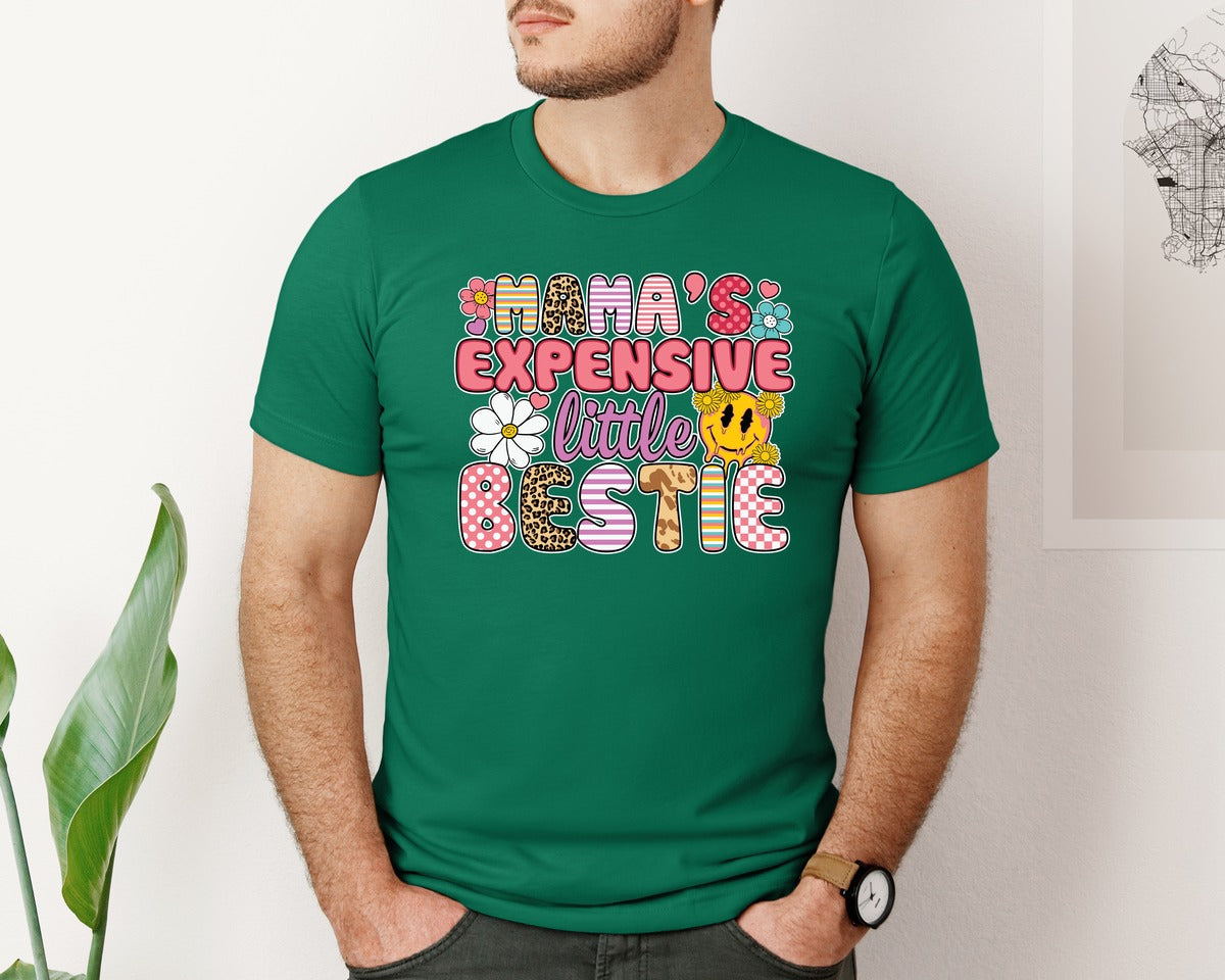 brand:Bella Canvas|color:Evergreen|Mamas Expensive Little Bestie 9 Graphic T-Shirt