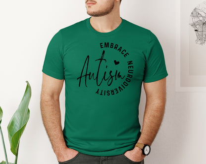 brand:Bella Canvas|color:Evergreen|Embrace Neurodiversity Autism Graphic T-Shirt