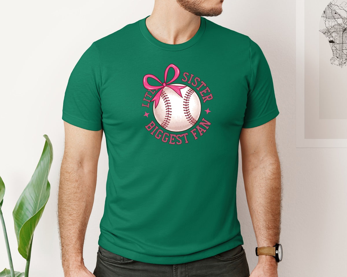 brand:Bella Canvas|color:Evergreen|Baseball Sister Little Sister Graphic T-Shirt