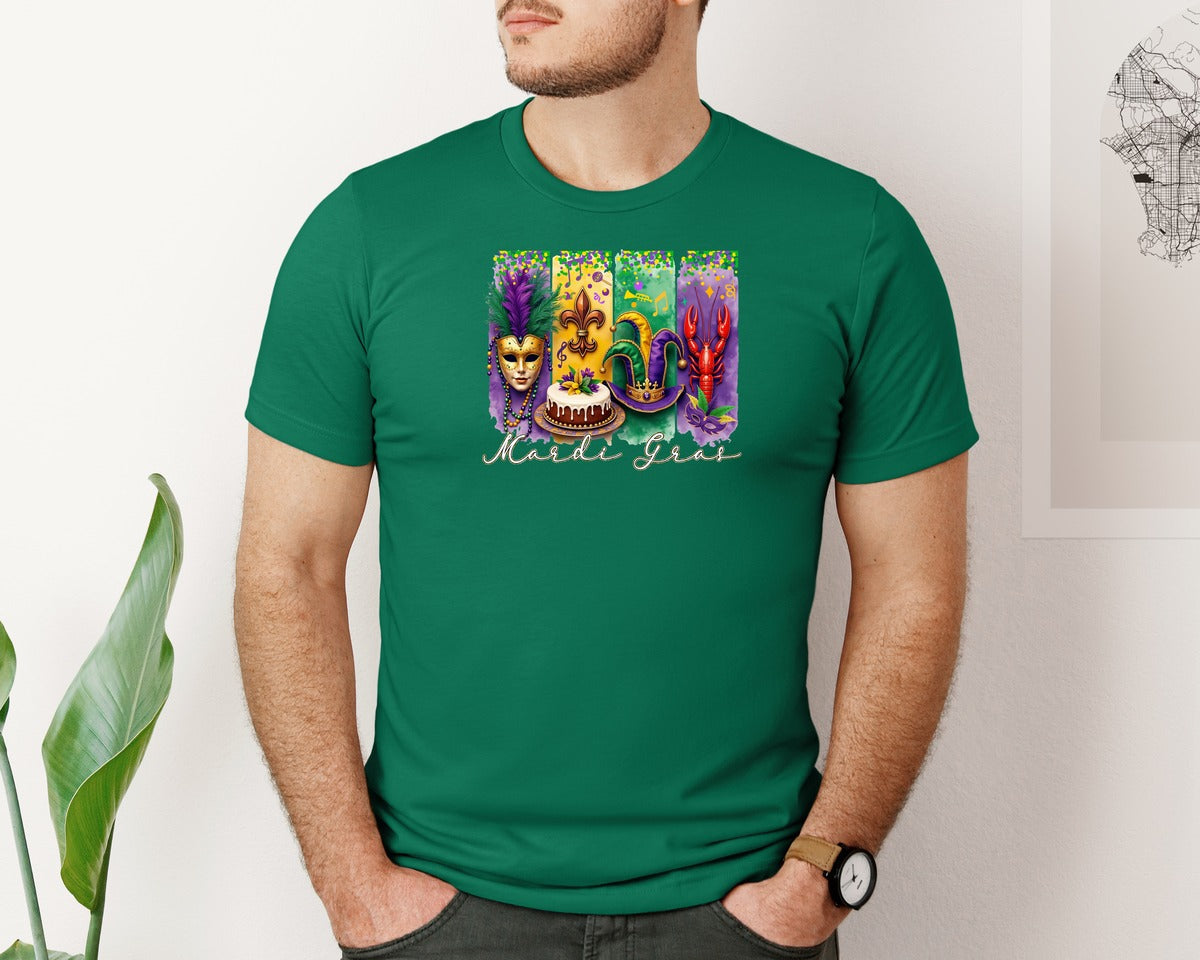 brand:Bella Canvas|color:Evergreen|Mardi Gras Coquette 2 Graphic T-Shirt