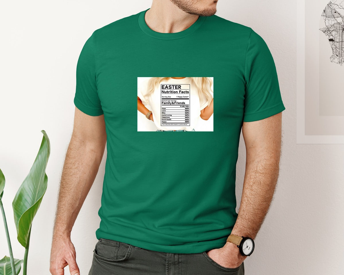 brand:Bella Canvas|color:Evergreen|Easter Nutrition Facts Easter 2 Graphic T-Shirt