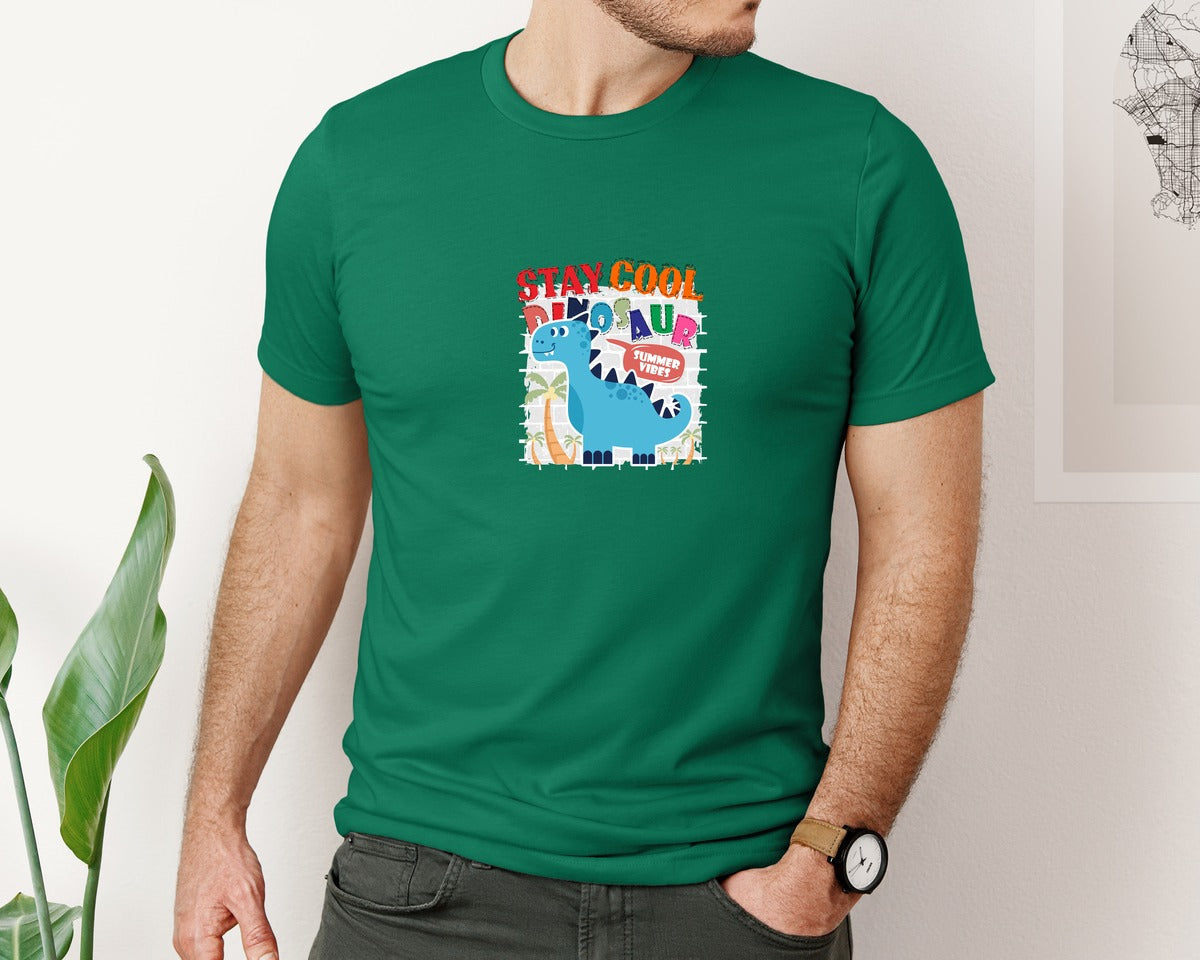 brand:Bella Canvas|color:Evergreen|Cute Dinosaur Cartoon T Shirt Design Graphic T-Shirt