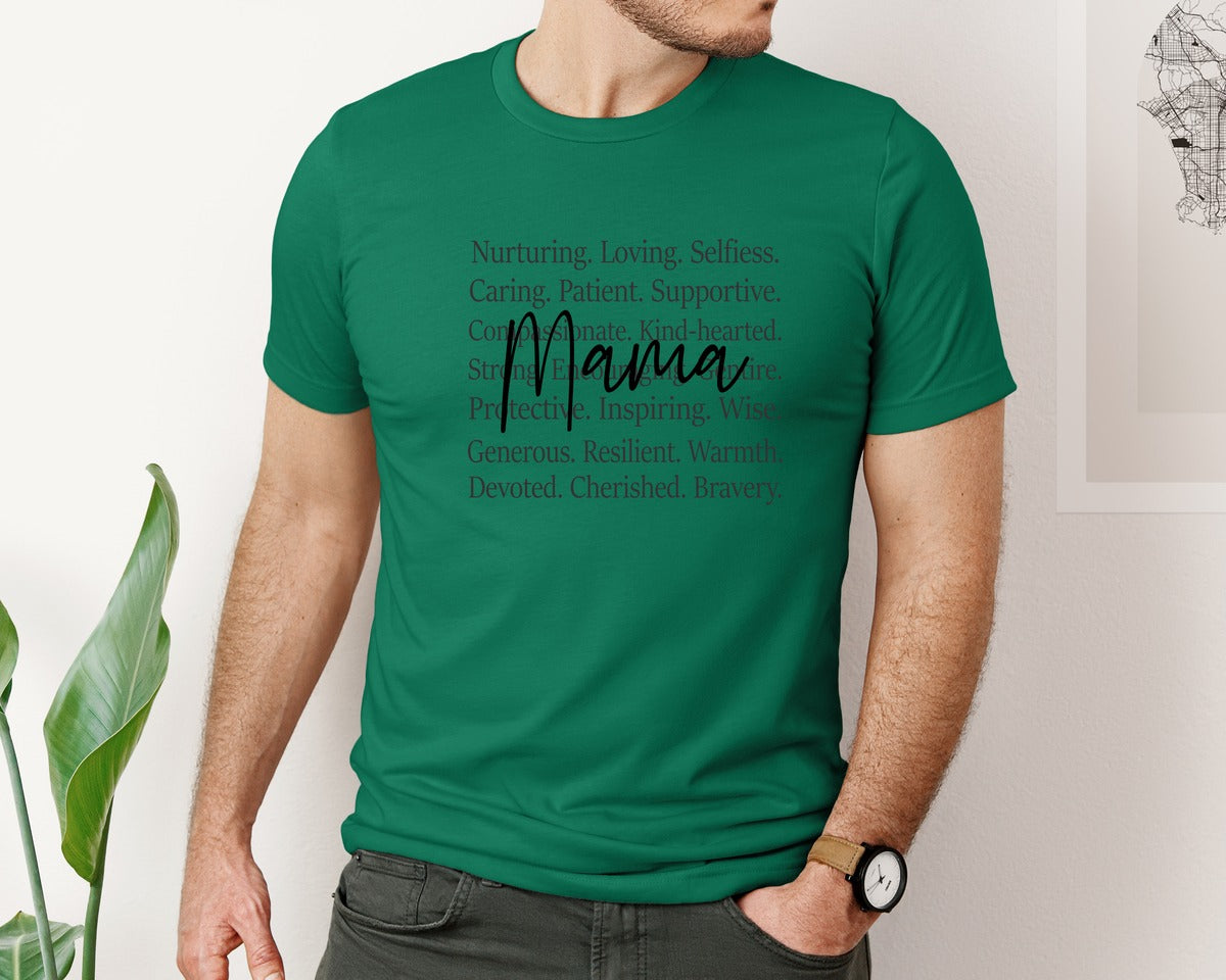 brand:Bella Canvas|color:Evergreen|Mama Words Mothers Day Graphic T-Shirt