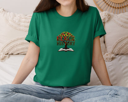 brand:Bella Canvas|color:Evergreen|Black History Month Tree Of Knowledge Graphic T-Shirt