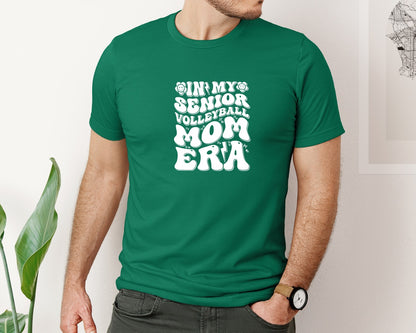 brand:Bella Canvas|color:Evergreen|In My Senior Volleyball Mom Era 2 Graphic T-Shirt