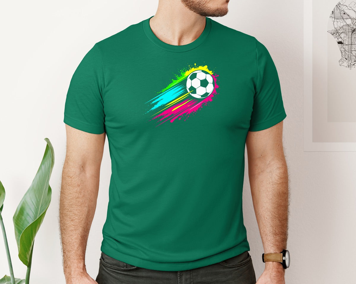 brand:Bella Canvas|color:Evergreen|Colorful Tie Dye Soccer Ball T Shirt Graphic T-Shirt