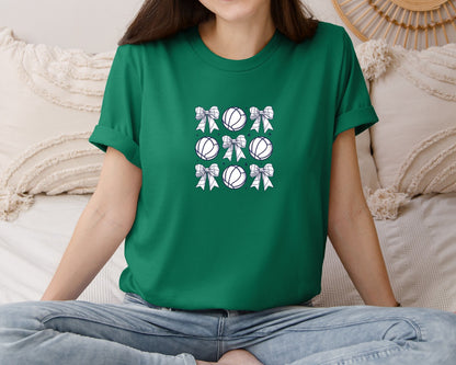 brand:Bella Canvas|color:Evergreen|Volleyball Bow Volleyball Mama Graphic T-Shirt
