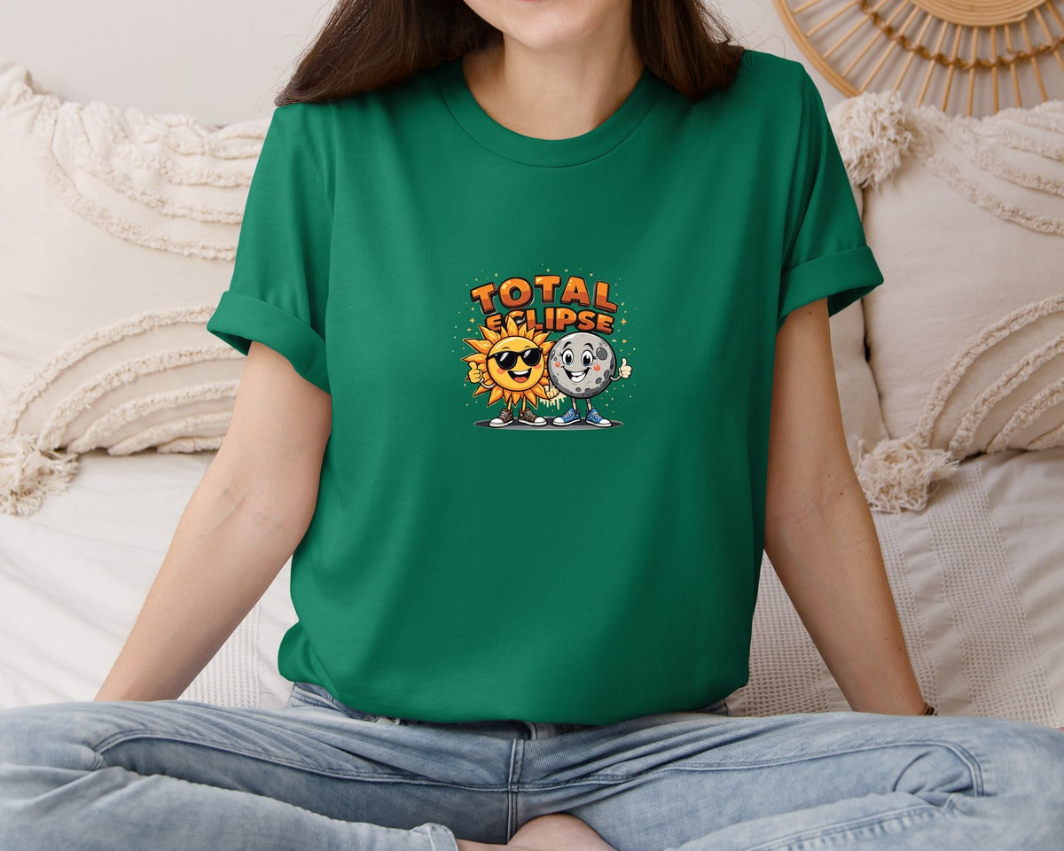 brand:Bella Canvas|color:Evergreen|Eclipse Cartoon T Shirt Design Graphic T-Shirt