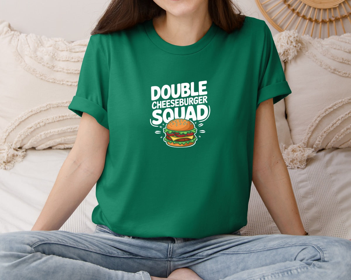 brand:Bella Canvas|color:Evergreen|Double Cheeseburger Squad T Shirt Design 2 Graphic T-Shirt