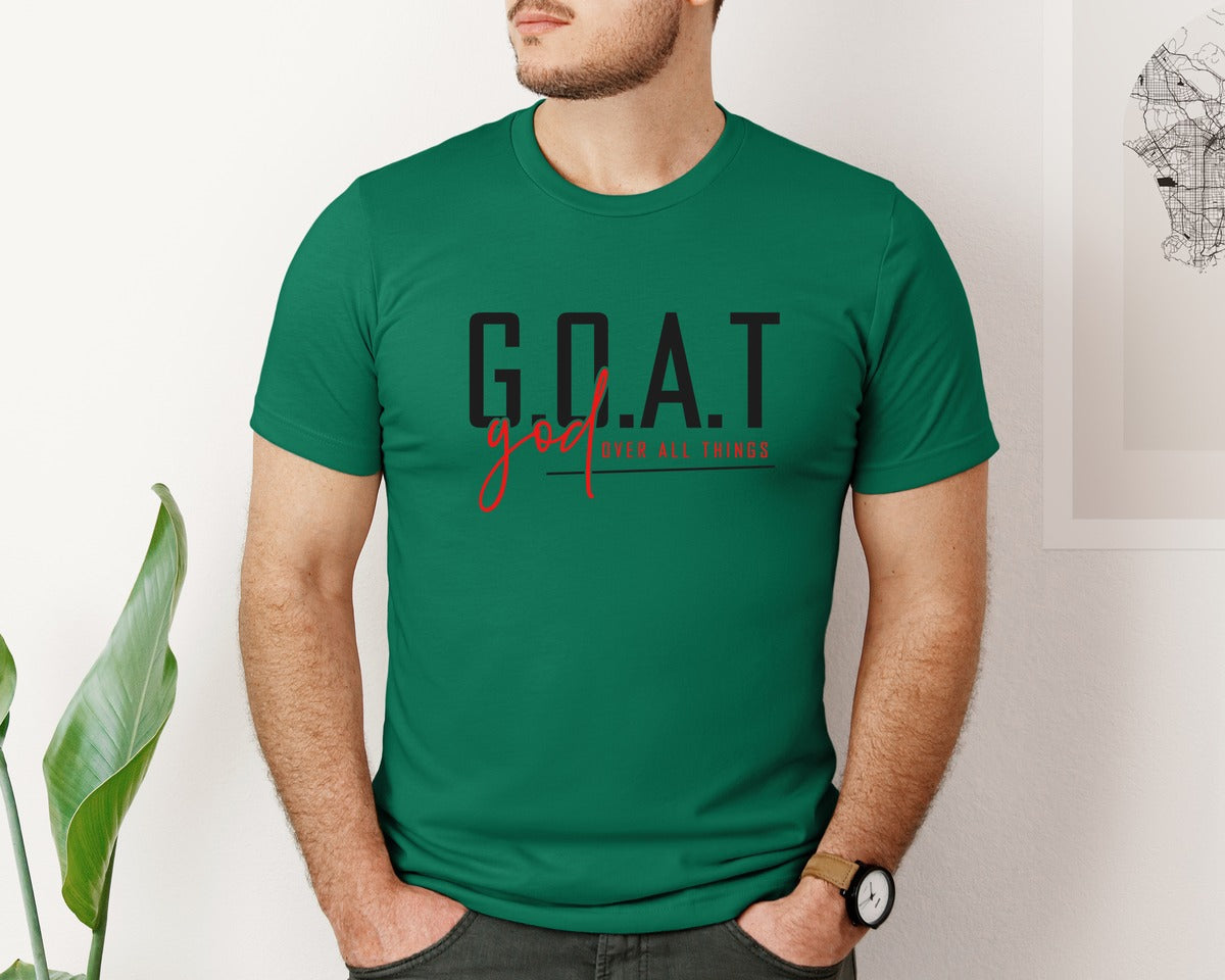 brand:Bella Canvas|color:Evergreen|God Over All Things Shirt Design Graphic T-Shirt