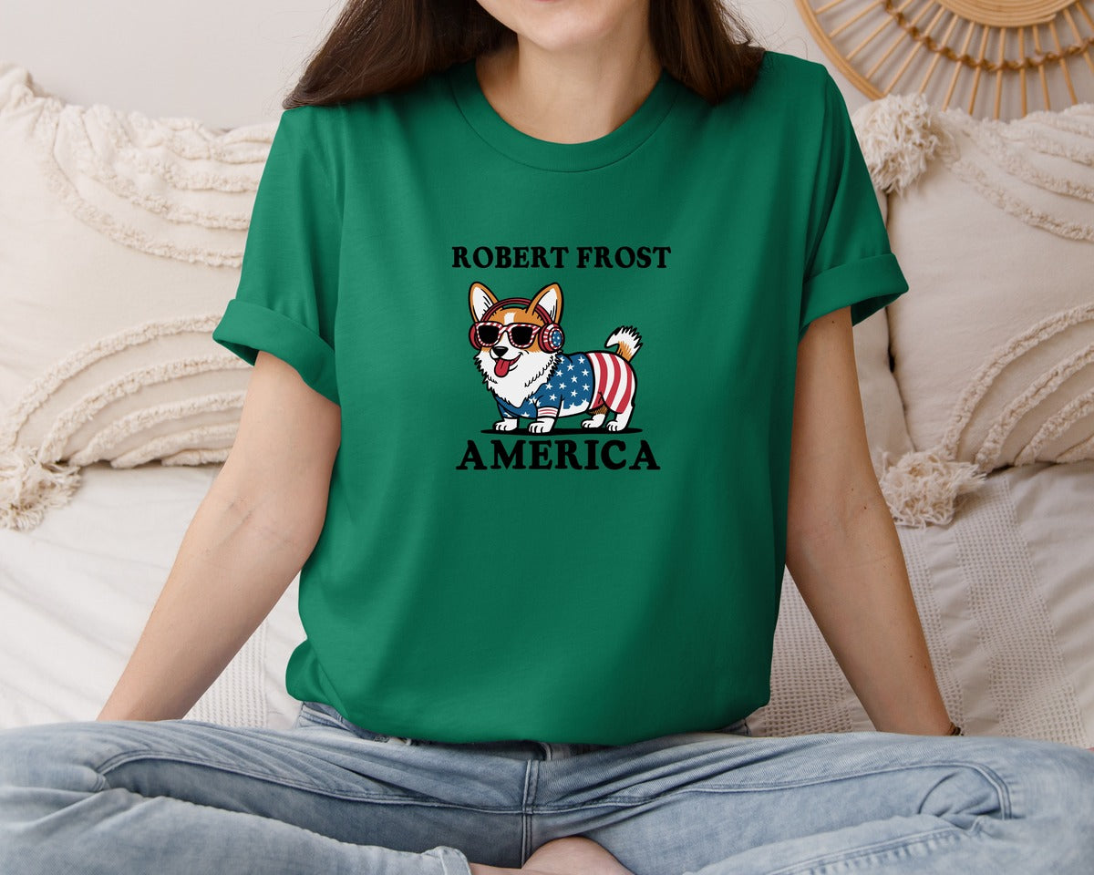 brand:Bella Canvas|color:Evergreen|Corgi Dog 4Th Of July Graphic T-Shirt