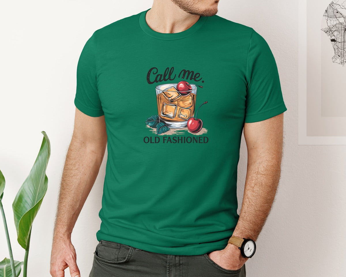 brand:Bella Canvas|color:Evergreen|Call Me Old Fashioned Retro Whiskey 3 Graphic T-Shirt