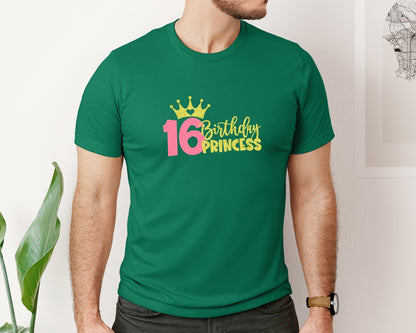 brand:Bella Canvas|color:Evergreen|Sixteenth Birthday Princess Graphic T-Shirt