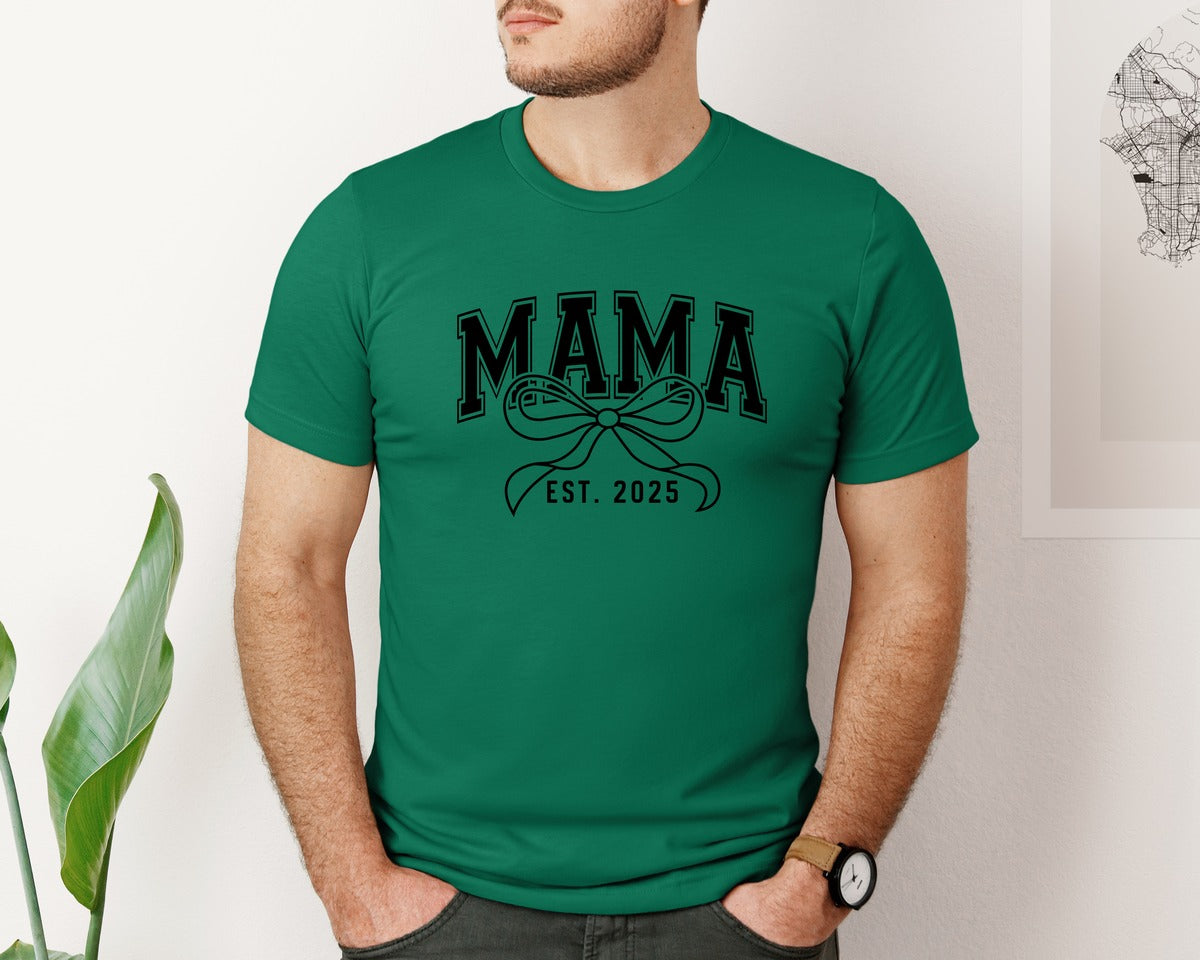 brand:Bella Canvas|color:Evergreen|Mama Bow Varsity Graphic T-Shirt