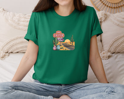 brand:Bella Canvas|color:Evergreen|Howdy Easter Western Desert Easter 3 Graphic T-Shirt