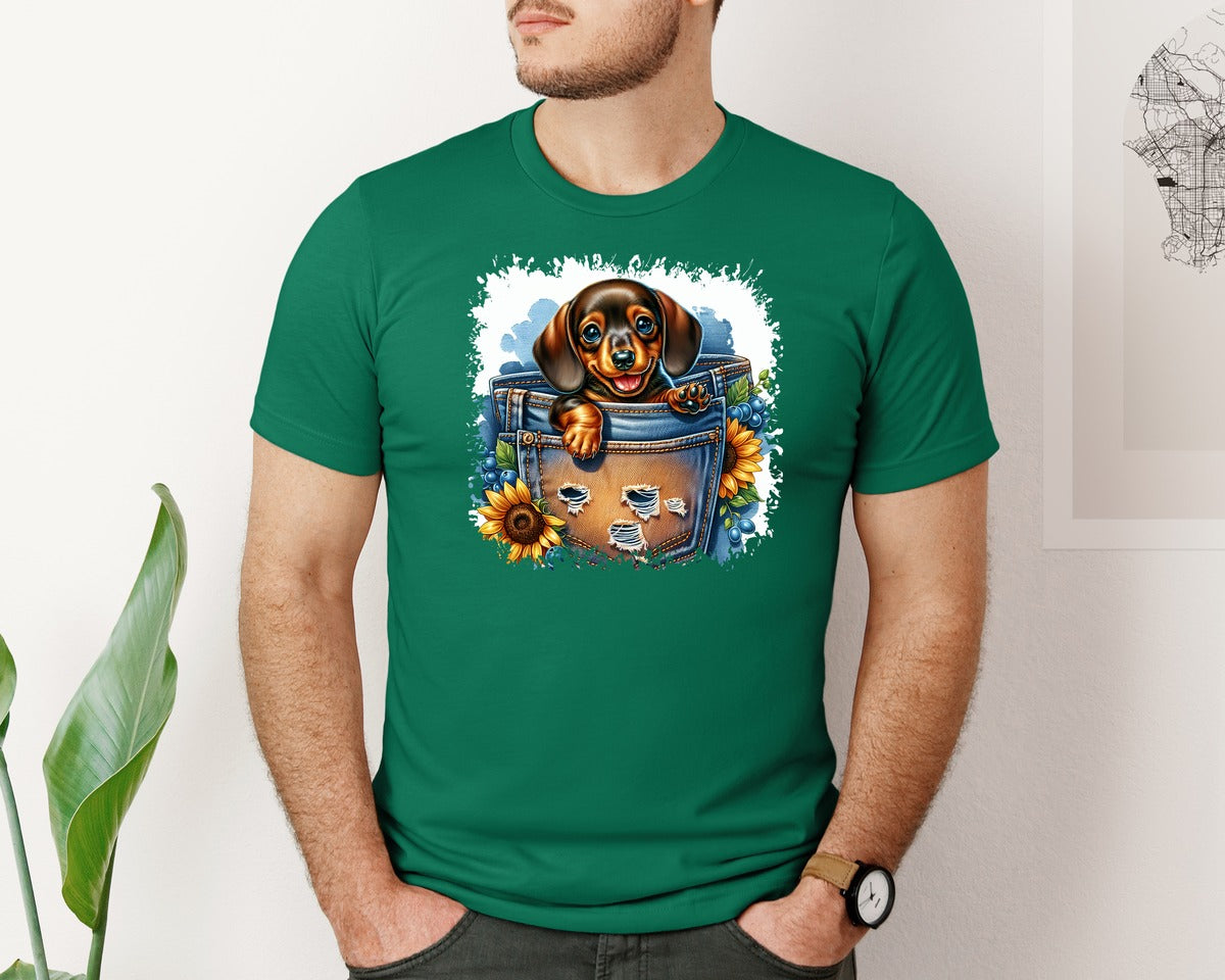 brand:Bella Canvas|color:Evergreen|Dog In Pocket Square Tshirt 29 Graphic T-Shirt