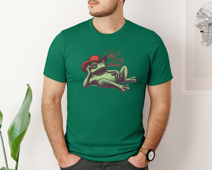 brand:Bella Canvas|color:Evergreen|Drama Frog Funny Cowboy Aesthetic Graphic T-Shirt