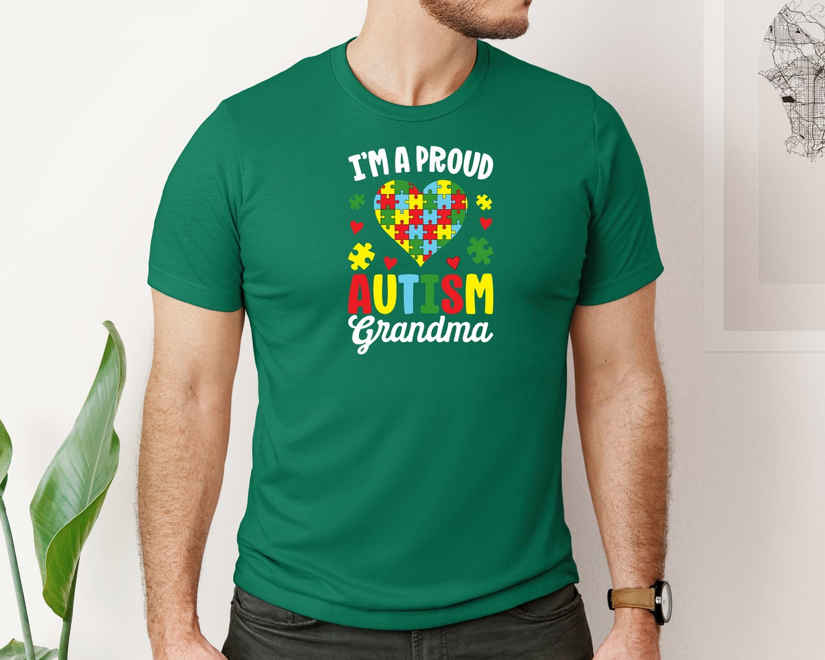 brand:Bella Canvas|color:Evergreen|Im A Proud Autism Grandma T Shirt Graphic T-Shirt
