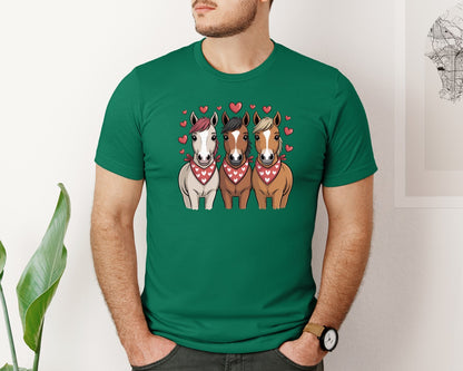 brand:Bella Canvas|color:Evergreen|Horse Valentine Love Valentine Graphic T-Shirt