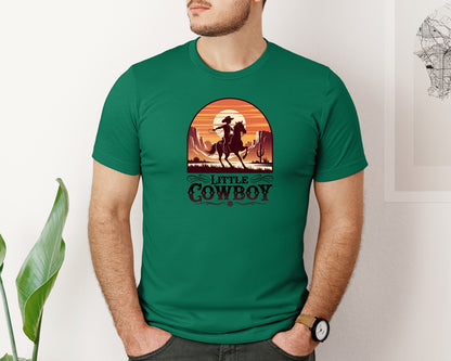 brand:Bella Canvas|color:Evergreen|Little Cowboy Western Horse Riding 2 Graphic T-Shirt